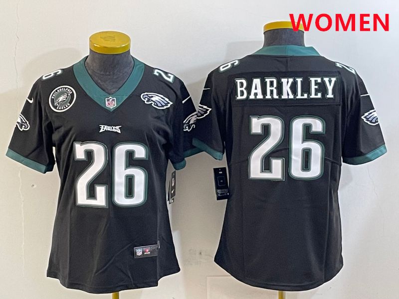 Women Philadelphia Eagles #26 Barkley Black Second generations 2025 Nike Vapor Limited NFL Jersey style 3